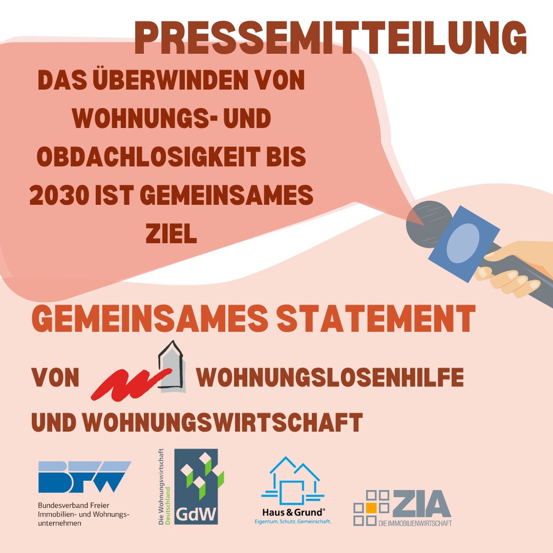 Heute beginnt die Zukunftskonferenz des <a href="/BMWSB_Bund/">Bundesbauministerium</a>. Mit <a href="/GdWWohnen/">GdW Bundesverband</a>, @hausundgrundde, <a href="/BFWBund/">BFW Bundesverband</a> &amp; Zentralen Immobilien Ausschuss haben wir konkrete gemeinsame Forderungen zur Überwindung von #Wohnungslosigkeit &amp; #Obdachlosigkeit bis 2030 zusammengefasst: bit.ly/3CBe0sI