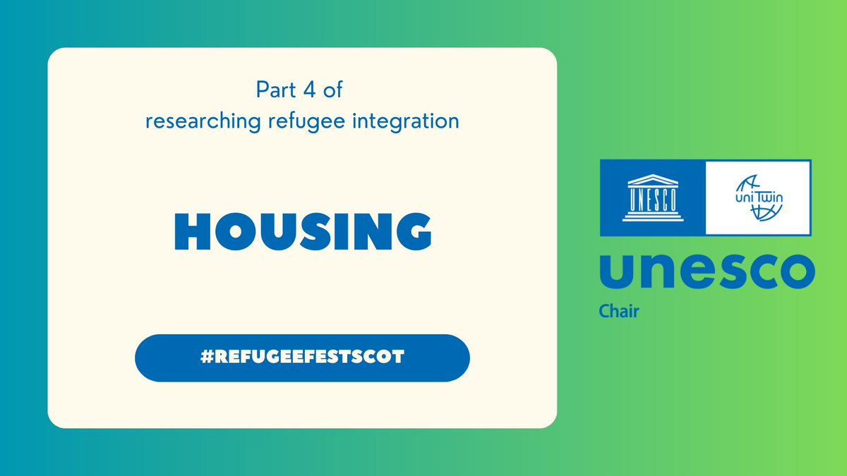 UofGUnescoRILA's tweet photo. In part 4 of our UNESCO RILA series of thoughts & reflections on integration, we consider the importance of housing.
#RefugeeFestScot #refugeeweek #Researching_Integration https://t.co/i7RTnzTo1y