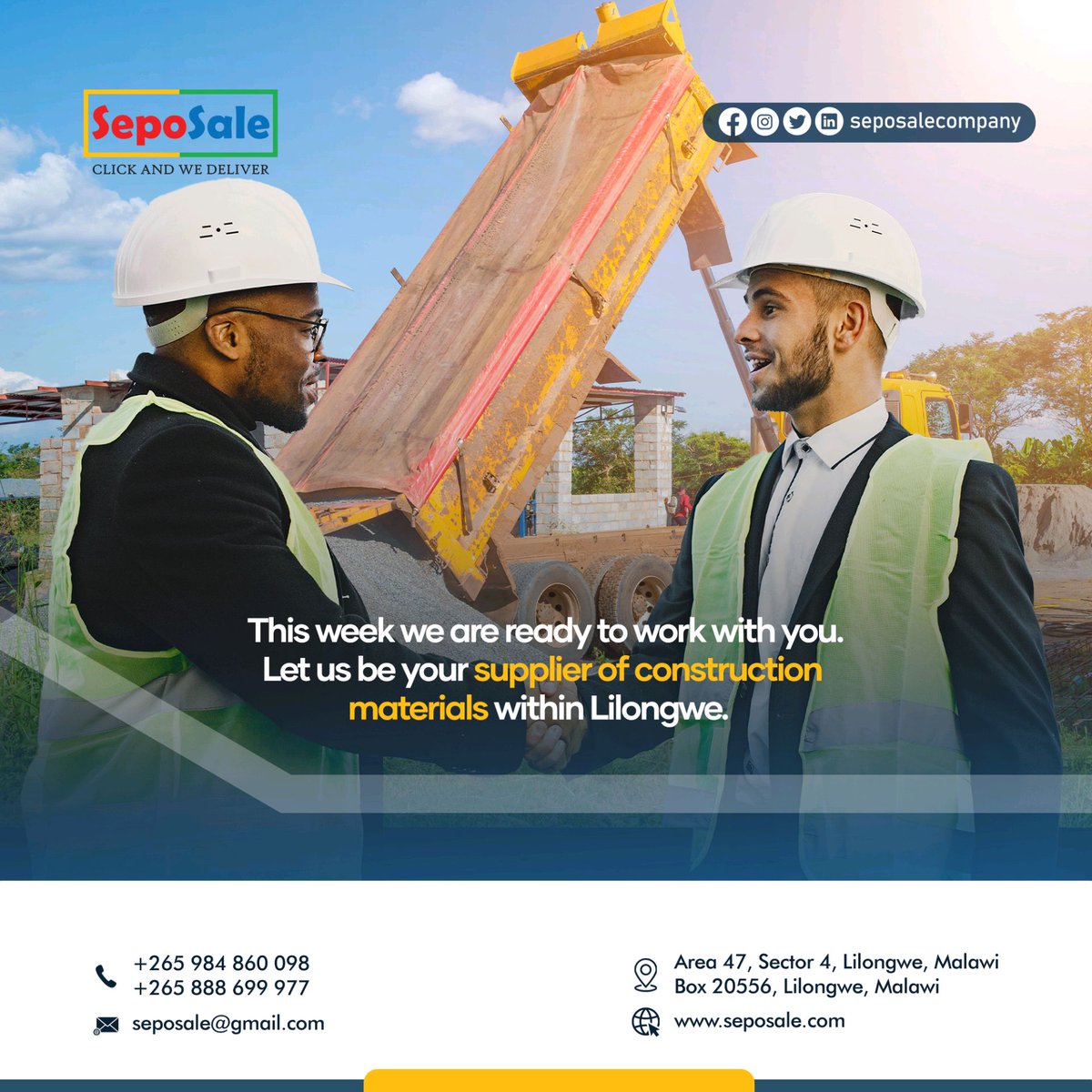 seposalecompany's tweet photo. Build a strong relationship with our clients is a priority. Our services are a way of delivering consistent customer satisfaction and experience. Buy construction materials from Seposale and you won't regret.
#seposale #buildingbetter https://t.co/SeCQ8M9KMl