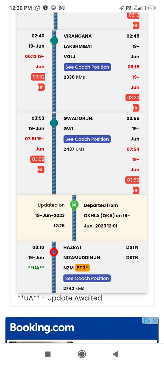 GowrishManya's tweet photo. @AshwiniVaishnaw @indianrailway__ @RailMinIndia @RailwaySeva @RailMadad congratulations Indian Railways on achieving such feat.The train no. 12649 Sampark Kranti express running late by 4.30hrs .Waiting same to see for #VandeBharatExpress . https://t.co/sjR8XreFvY