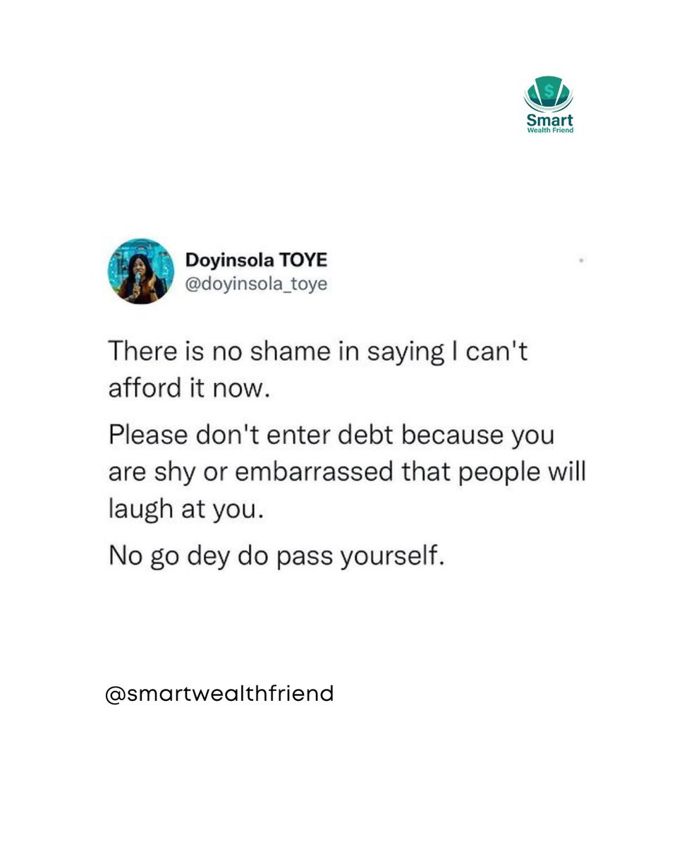 smartwealthfam's tweet photo. Well said 🫡 Let no one push you into unnecessary pressures. 

Happy Monday 

#swf #swfmotivates #personalfinance https://t.co/kzn7PrlwRl
