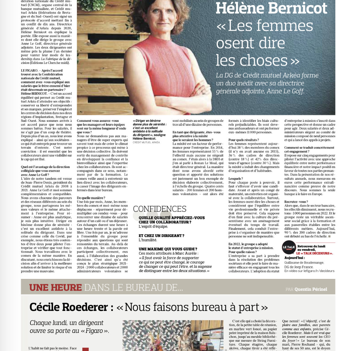 Hélène Bernicot, dirigeante engagée de ⁦<a href="/cmarkea/">Crédit Mutuel Arkéa</a>⁩ , au leadership atypique, performant et très inspirant. Elle fait avancer la #mixitéFemmedHommes très concrètement et à grands pas: «les femmes osent dire les choses à propos de l’équilibre vie pro-vie privée» #ObsDeLaMixité