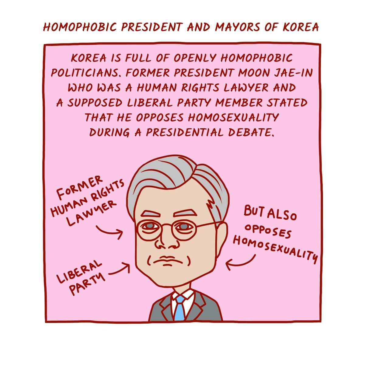 <Homophobic President And Mayors Of Korea>

It's Pride Month! 🏳️‍🌈🏳️‍⚧️ Let's call out some homophobic politicians! 📢

K-Queer Diaries by Heezy Yang
