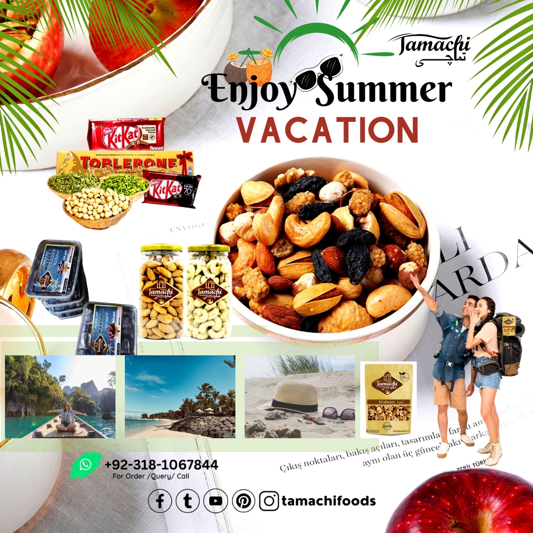 🎉Experience the ultimate summer vacation with Tamachi Dry Fruits& Chocolates💕🏃🏾🌴🫘🍫 
#tamachifoods #dryfruits #summervaction  #summerenjoy #enjoywithfamily #کراچی #chocolates #dryfruitsandnuts  #dhahome #karachi 
:
🛍DM via ᴡʜᴀᴛsᴀᴘᴘ : +92-318-1067844