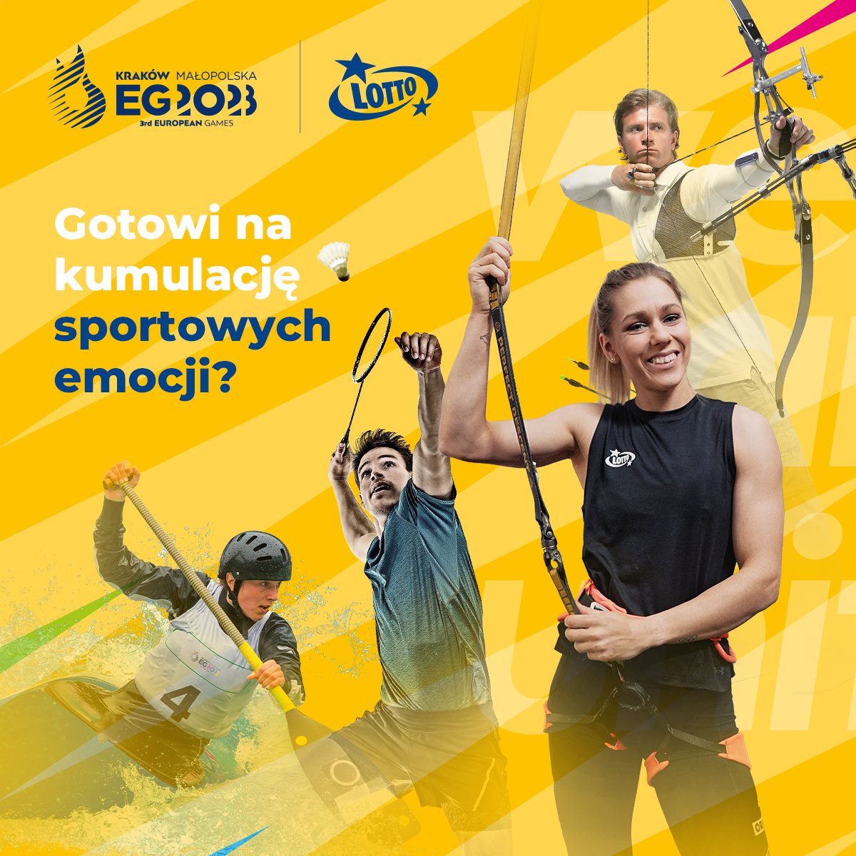 📣 Już w środę 21 czerwca wystartują @eg2023pl  2023! 🏆 Wy też możecie wziąć w nich udział i kibicować swoim ulubionym zawodnikom na żywo! 💪 

Bilety  🎫 tickets.european-games.org/eg2023/homePage

#WygrywamyRazem #GramyDlaSportu #KibicujzLOTTO #IgrzyskaEuropejskie2023 #EuropeanGames2023