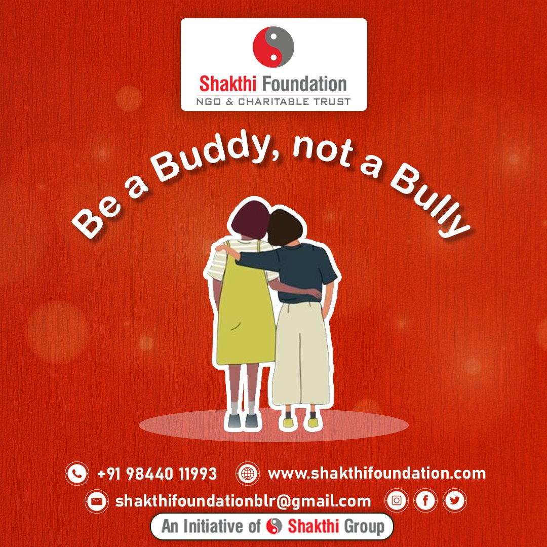 🌟 Be a Buddy, Not a Bully! 💙

Join us in creating a kinder world. Spread love, positivity, and inclusivity with Shakthi Foundation. Together, we can make a difference!

#ShakthiFoundation #BeABuddyNotABully #SpreadLove #Inclusivity