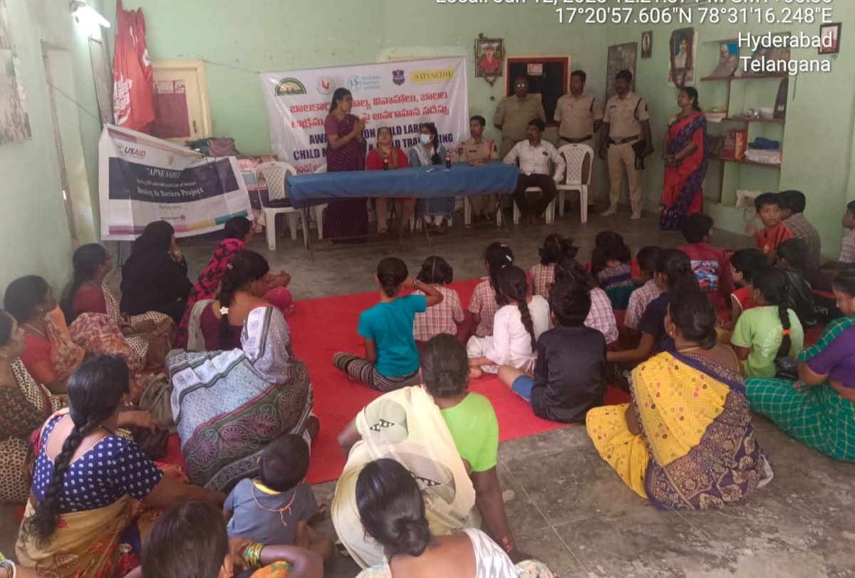 Community policing at singareni Colony explained about child labour, traffic rules and cyber fruads.