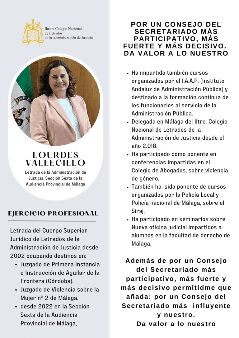coseju's tweet image. Quién es quién: Lourdes Vallecillo. Elecciones al #CONSEC LAJ #LAJs letradosdejusticia.es/quien-es-quien…