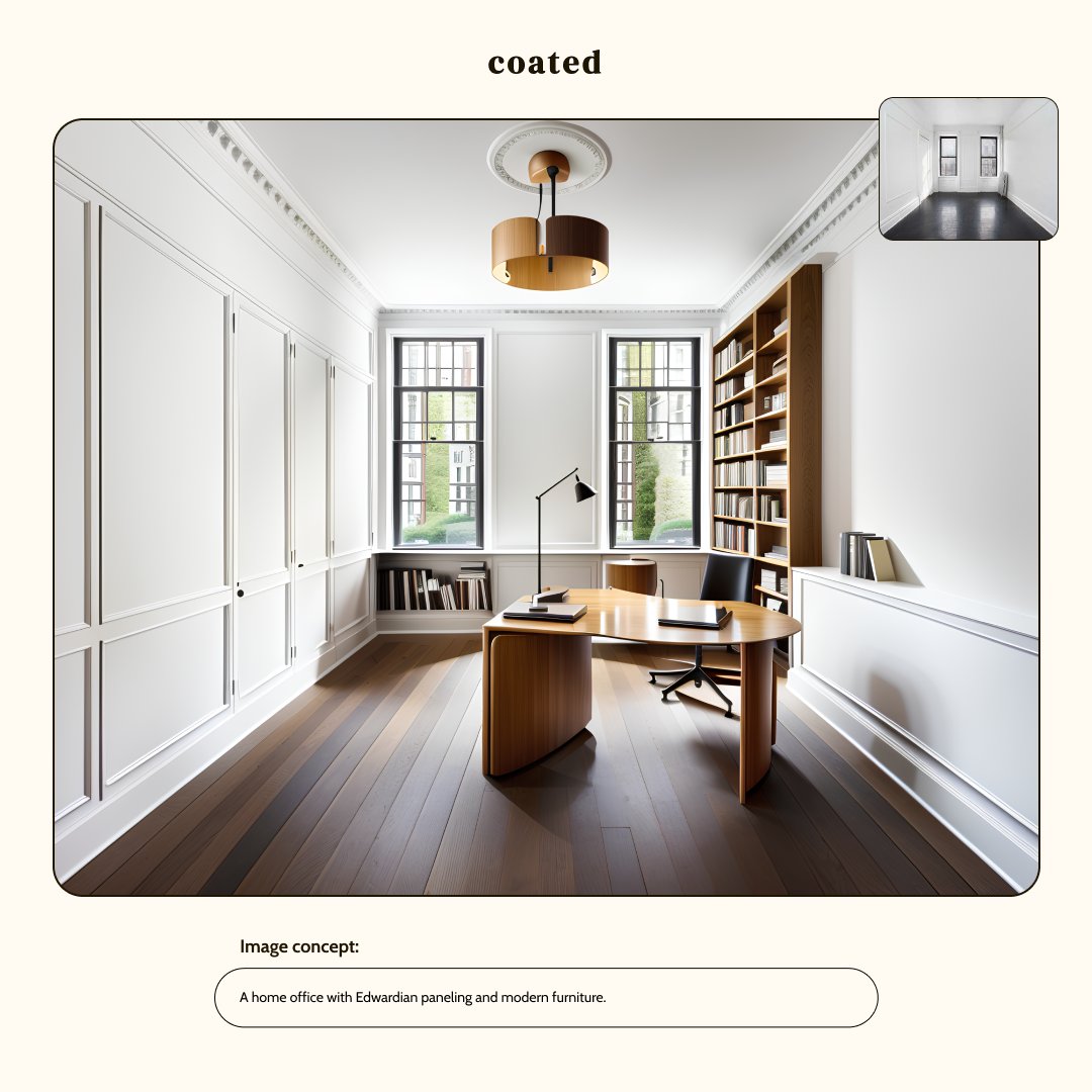 A stunning home office. 🖊️

AI Interior Design with <a href="/usecoated/">Coated</a>
