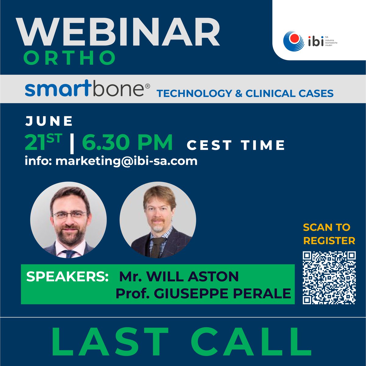 smartboneibi's tweet image. Only a few days left to register for our exclusive Ortho webinar!

📅 Date: June 21st
⏰ Time: 6.30 PM (CEST TIME)
🌐 Register now: events.teams.microsoft.com/event/262aebb8…

Don't miss out on this opportunity to gain valuable insights into orthopedic #innovation.

#Ortho #SmartBone #Webinar