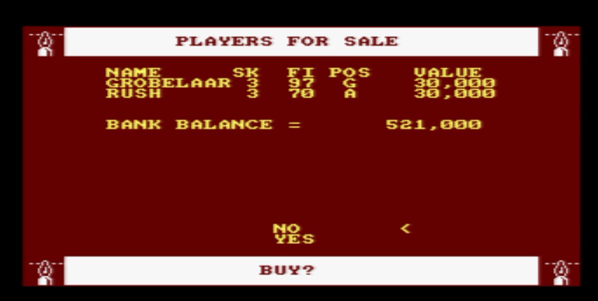 CPCGAMINGDEMOS's tweet photo. to buy or not to buy that is the question🤔🤔🤔 perplexing why the greats like Rushie were only rated with a 3 skill level🤔🤔🤔 #Football #Manager2 #8bit #retrogames #amstradcpc #c64 #zxspeccy #atari #addicitive @ZX48kSpectrum @utd16bit @DuncanelTorpe @KevinToms https://t.co/zxkRxnrlvL
