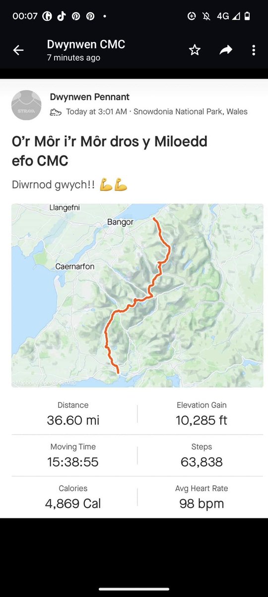 Llongyfarchiadau i'r criw lwyddodd i gwblhau taith heriol o Abergwyngergyn i Porthmadog dydd Sadwrn.  Diwrnod heb ei ail. Taith hir o 36 milltir a 10,100 troedfedd o ddringo.