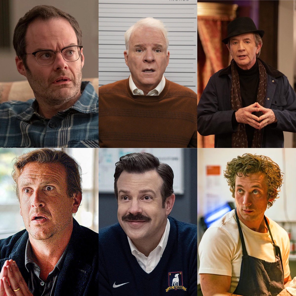 NSpake's tweet image. #NicksEmmys: Outstanding Lead Actor in a Comedy Series
#BillHader: #Barry 
#SteveMartin: #OnlyMurdersIntheBuilding 
#MartinShort: Only Murders In the Building 
#JasonSegel: #Shrinking 
#JasonSudeikis: #TedLasso 
#JeremyAllenWhite: #TheBear 🏆