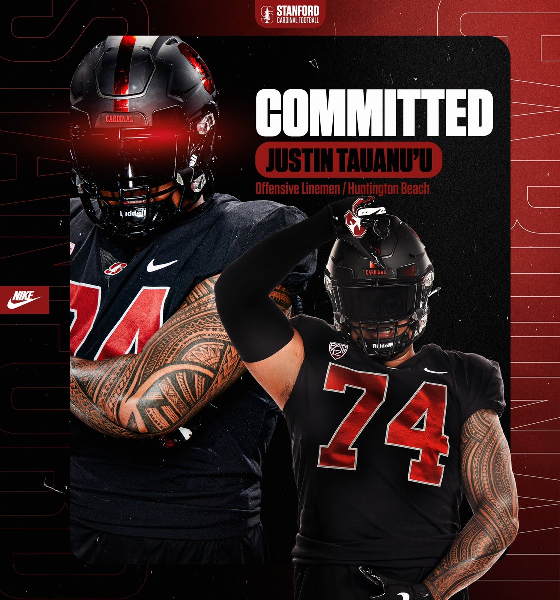 JustinTauanuu's tweet photo. First off I want to thank my family and my coaches who have supported me throughout my recruiting process. With that being said, I would like to announce that I have committed to Stanford University @StanfordFball @HBHSFootball @CoachViane @AlNetter @GregBiggins @BrandonHuffman https://t.co/jlarHLYkCn