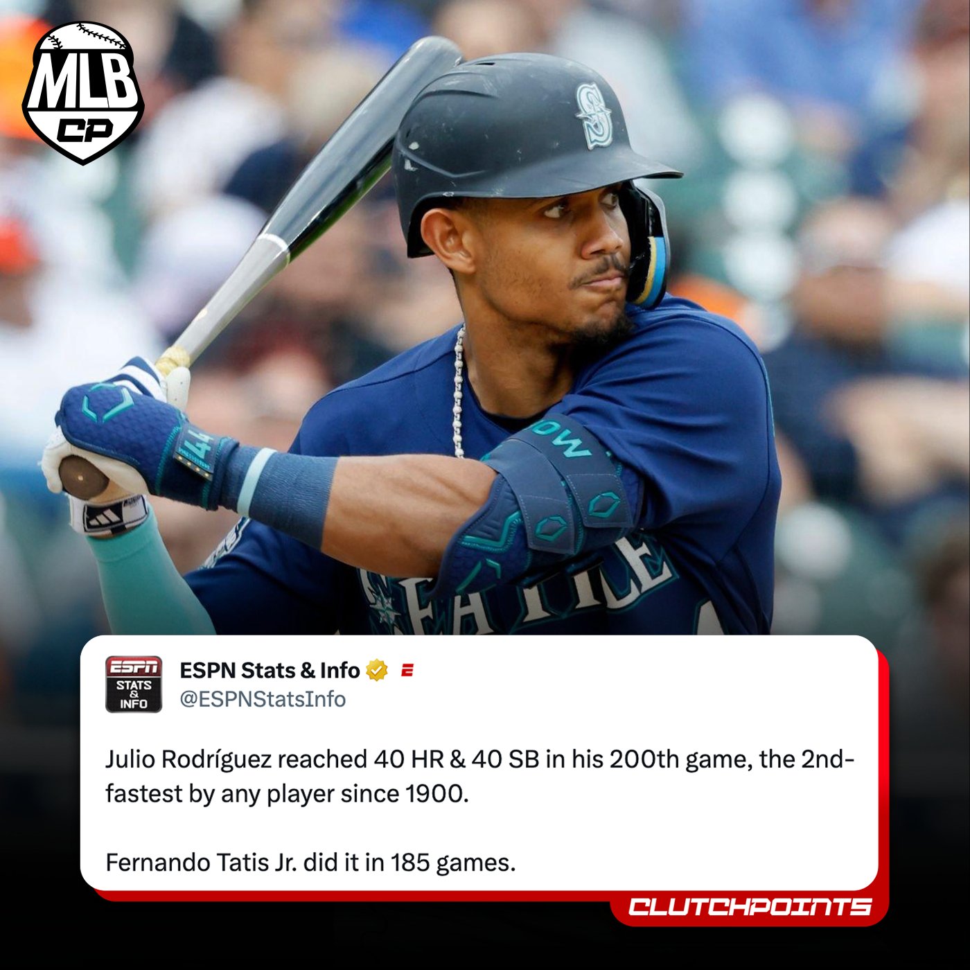 ClutchPoints MLB on Twitter "Julio Rodriguez with a recordbreaking 40