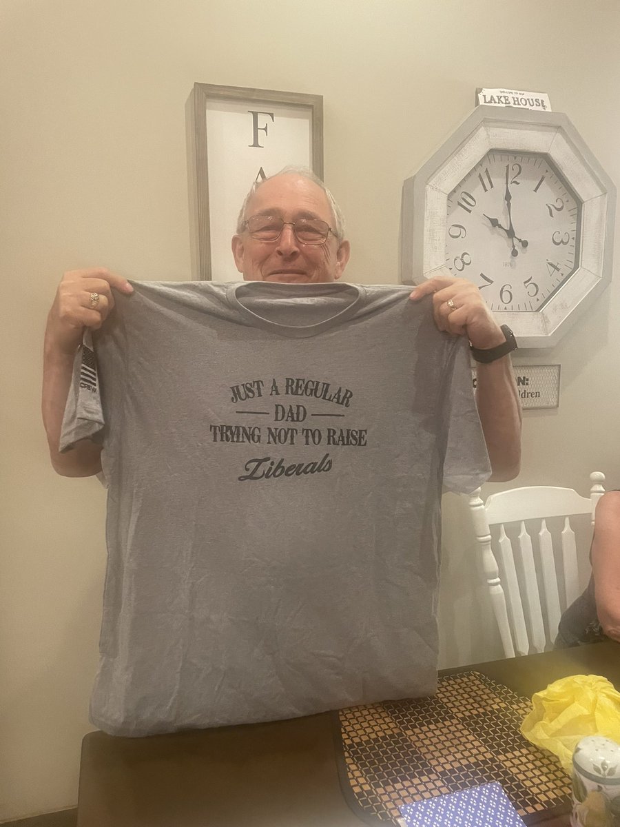 Beckylynnlee's tweet photo. @greggutfeld One of your biggest fans with his Father’s Day gift🇺🇸 #patriotcrew https://t.co/hTr7iBlqv5