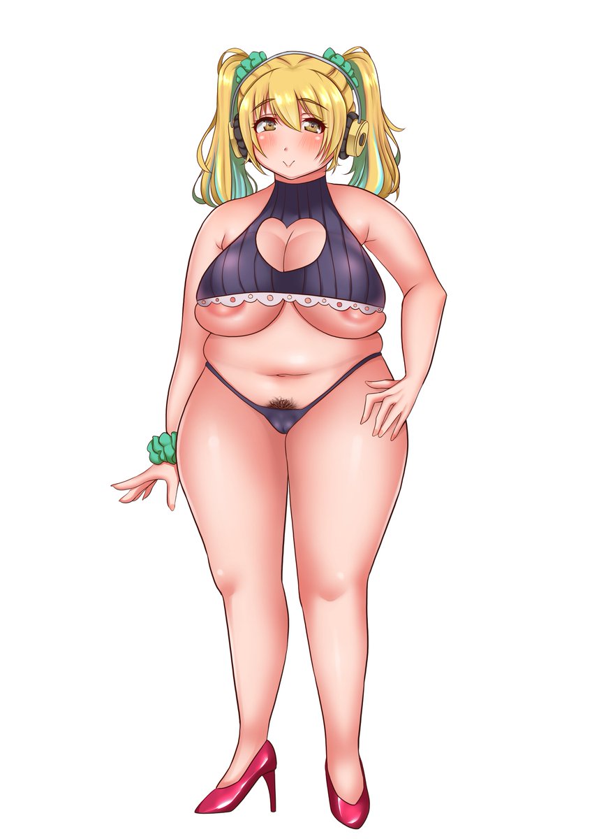 「塗ったー。ぽちゃ子下乳。 」|がみこのイラスト