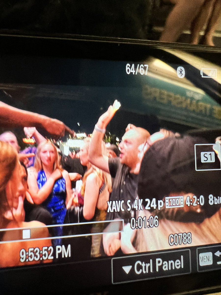 I don’t have access to a computer to upload the videos from my camera card and am on the way home from the show but this is the asshole that threw the phone at Bebé Rexha and proudly raising his hand!