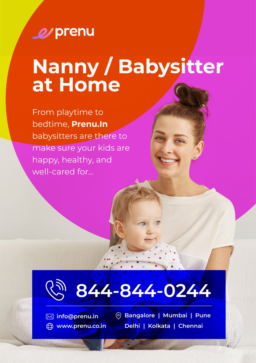 Babysitter/ Nanny at Home - prenu.co.in/Nanny.html

#babycare #babysitter #babysitters #baby #babyshower #nanny #nannies #nannyagency #workingparents #workingmoms #bengaluru #mumbai #pune #delhi #delhincr #gurgaon #noida #ahmedabad #hyderabad #kolkata #chennai #coimbatore