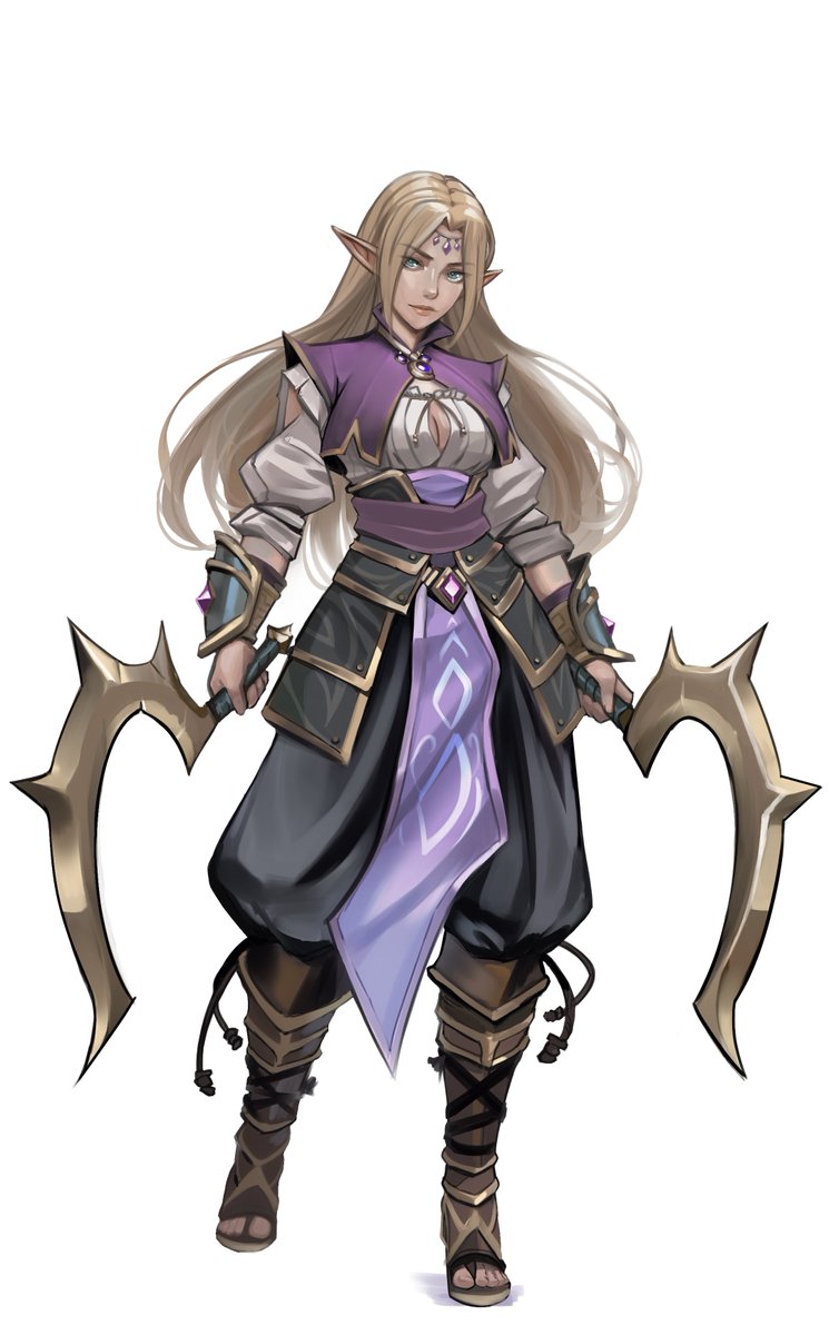 commission #dnd #art #desert #elf #scythes #fantasy #zelda #fyp