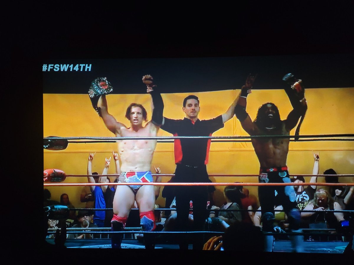 tall_ny's tweet photo. in the main event, Bullet Club's ABC become the new FSW tag team champions, defeating LCF when Austin pinned Watson #FSW14 #FSW14TH https://t.co/MvL6wmBTuu