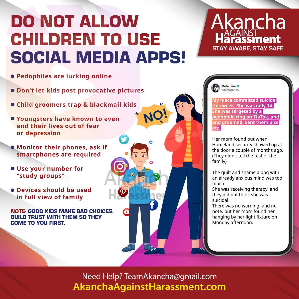 Please read carefully ⚠️
DO NOT ALLOW CHILDREN TO USE SOCIAL MEDIA APPS!
No, you can't outsmart criminals & good children also make mistakes.
#AAH #CyberSafety #India