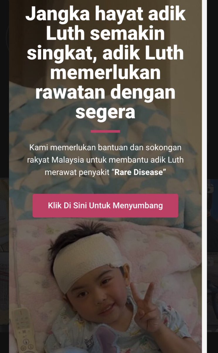 Any form of help is appreciated, even a retweet. Every ringgit counts. Please help lil Luth get the medical help he needs to get better. 🤍 link below 

bantuan.hollow-web.com/?fbclid=PAAaaL…