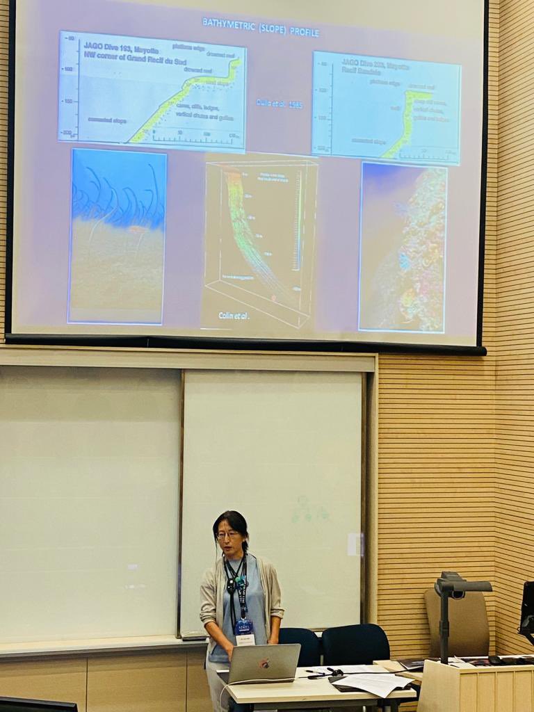 Great talk by Dr. Saki Harii on behalf of Prof. Michel Pichón about the boundaries of #mesophotic &amp; #oligophotic #coral reefs #APCRS2023 #MCEs <a href="/Harii_Lab/">Harii Lab</a> <a href="/univ_ryukyu/">琉球大学</a> Go Saki!! 🙌