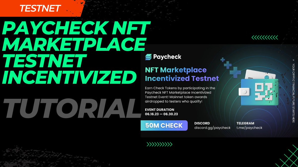 '📢 Check out this exciting video tutorial on the Paycheck NFT Marketplace Testnet Incentivized! Learn how to get involved and earn rewards. Don't miss out on this opportunity! 🚀 #NFTs #Paycheck #BlockchainTutorial 

Link : t.me/PMOberkah/415