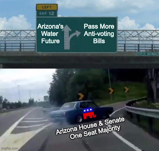 Most of us care about Arizona's water future, but the
@AZHouseGOP @AZSenateGOP wasted an entire session putting dozens of anti-voting bills up for votes even though they would be vetoed.  We deserve a reasonable legislature that will put Arizonans first & not Trump's lies! #AZLEG