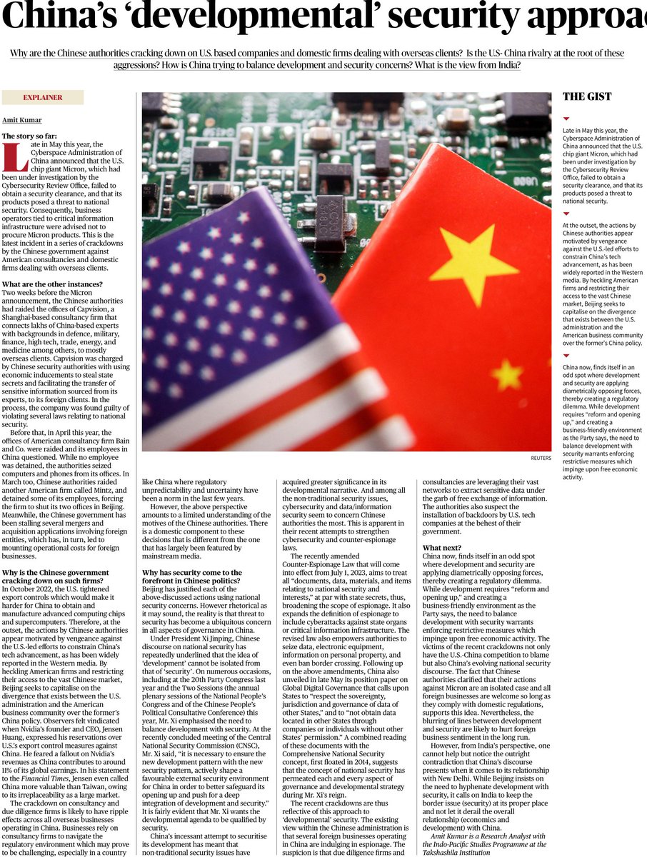 For today's @the_hindu's Text and Context, I write on the securitisation of China's developmental pattern. 

thehindu.com/news/internati…