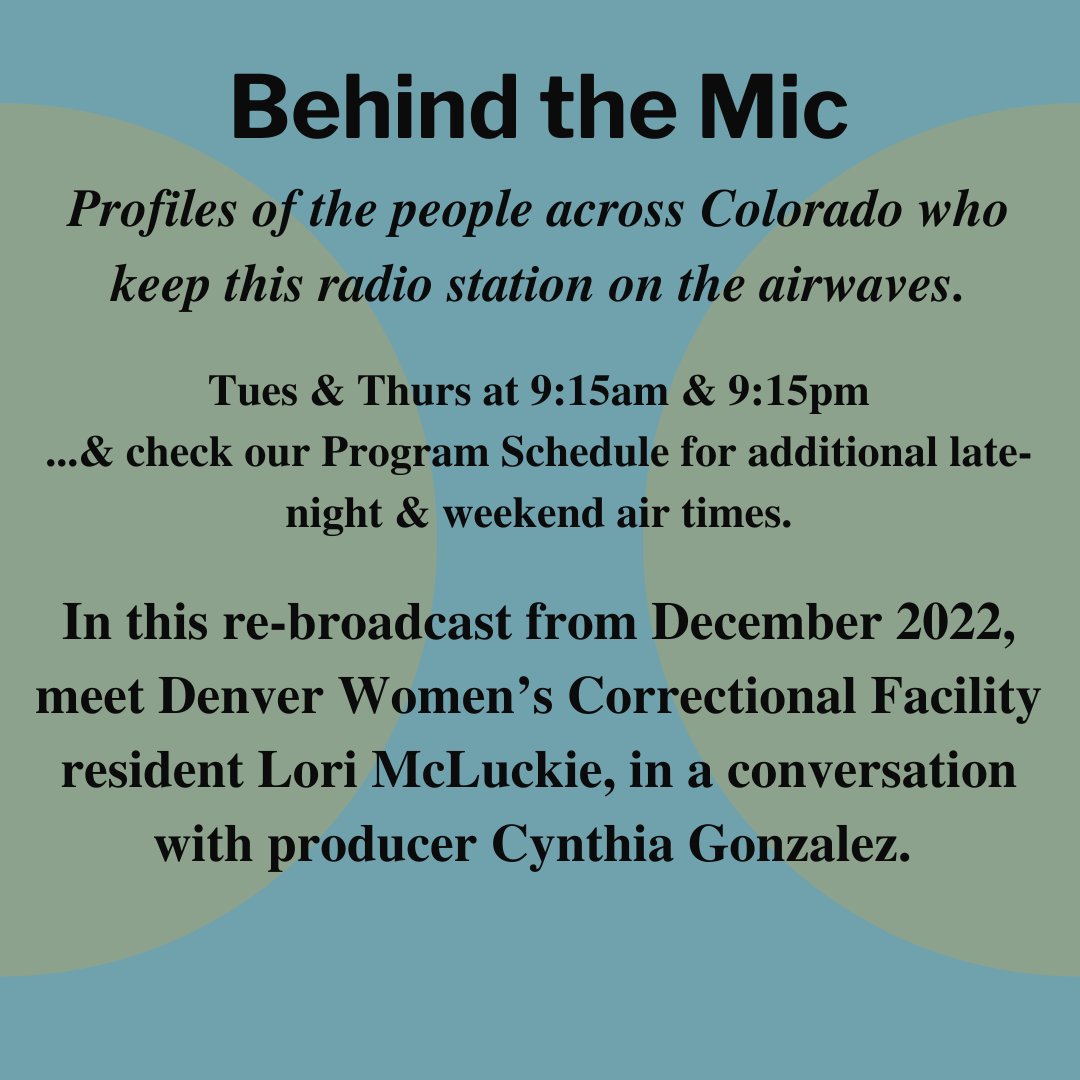 RadioForJustice's tweet photo. Be sure to catch this week's episode of Hotlines, hosted by producers at Denver Women's Correctional Facility, premiering Monday through Saturday at 9am, noon, and 9pm MT! @Colorado_DOC https://t.co/pEZ2fvl23V
