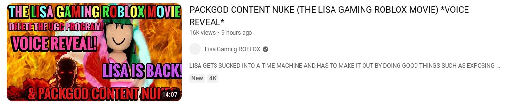 RoGameNews's tweet photo. Most hated ROBLOX youtuber ¨Lisa Gaming¨ has now posted a new video after 7 months of disappearance.
#RobloxDev #RobloxDevs #Roblox #Channel #Back #7Months #LisaGaming #Lisa https://t.co/ihJ3vY4i6M