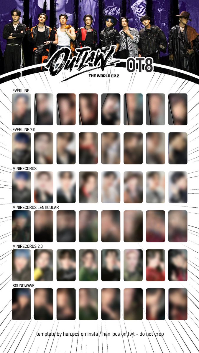 ATEEZ The World Ep 2: Outlaw OT8 pre-order benefit pc template!

Updated hello82 photocards, exclusive pcs, all previews

#OUTLAW #ATEEZ #에이티즈 pob preorder wishlist wl the world ep 2 template atz photocard pc