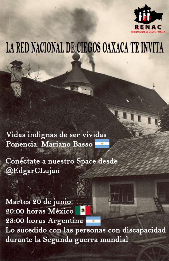 OaxacaRenac's tweet photo. “Vidas indignas de ser vividas”
Con la finalidad de hacer visible un tema del que poco se ha hablado. 
Acompáñanos y platiquemos sobre qué pasó con las personas con discapacidad durante la Segunda Guerra Mundial : https://t.co/7FX2C3Q2WO
#DiscapacidadConOrgullo https://t.co/0q7ppTo7C4