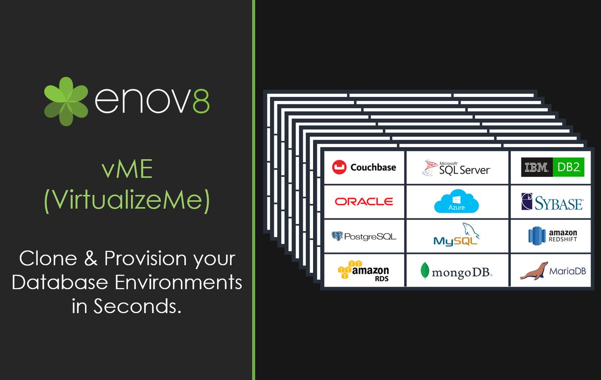 enov8inc's tweet photo. No more Actifio to clone your data? No worries. Enov8 vME allows you to clone your Databases, and other data sources in seconds. #Actifio #AWS #Azure #DataCloning #DatabaseVirtualization #Deployment #DataManagement https://t.co/XDiqq5Uehw https://t.co/rMkgnEM2vY