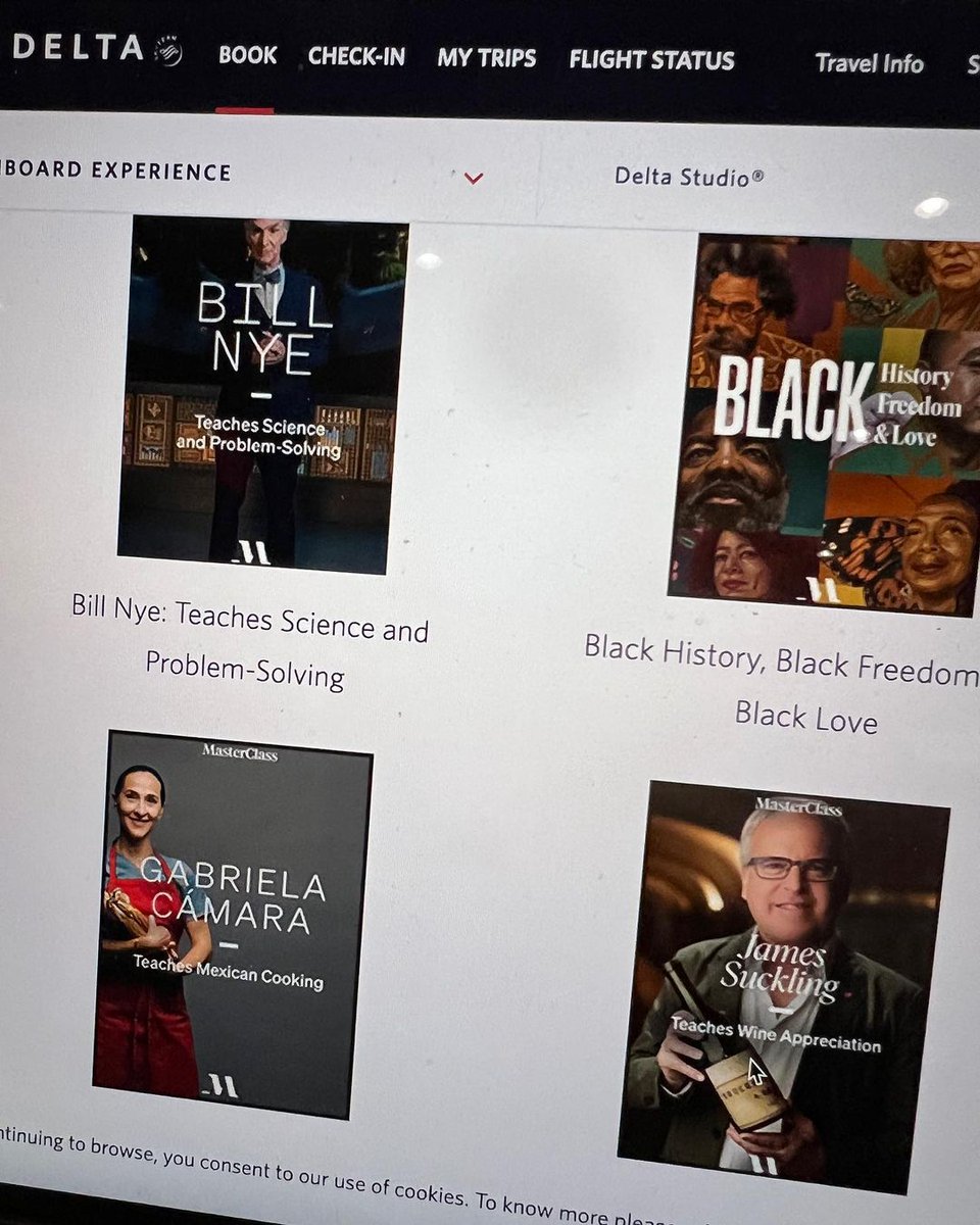 Happy to have my Masterclass on Delta Airlines inflight entertainment program! @Delta @MasterClass