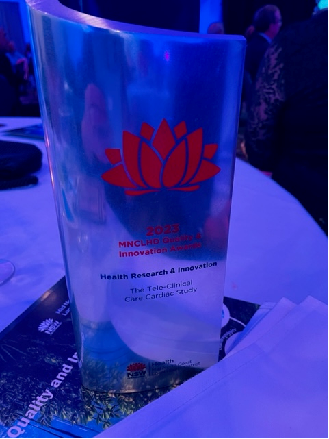 👏Congratulations to the TeleClinical Care (#TCC) team on their recent achievement! 🏆
They have been awarded the Research and Innovation award at the annual health awards for their TCC-Cardiac trial at the Mid North Coast LHD (MNCLHD). 
Read more: bit.ly/3CBC7HS