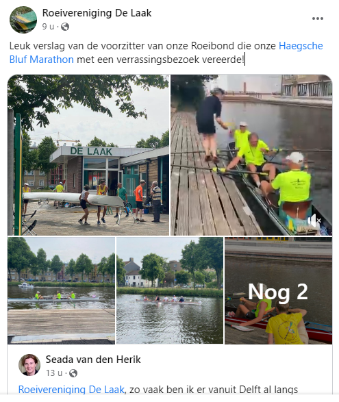rvdelaak's tweet photo. #KNRB-voorzitter Seada van den Herik bracht afgelopen zaterdag een verrassingsbezoek aan onze vereniging en reikte de prijzen uit aan de winnaars van de Haegsche Bluf Marathon. Op Facebook plaatste zij een mooi verslag van haar bezoek. https://t.co/tWiT1IPhMd #HBM @Roeibond https://t.co/mhvm2ONi3j