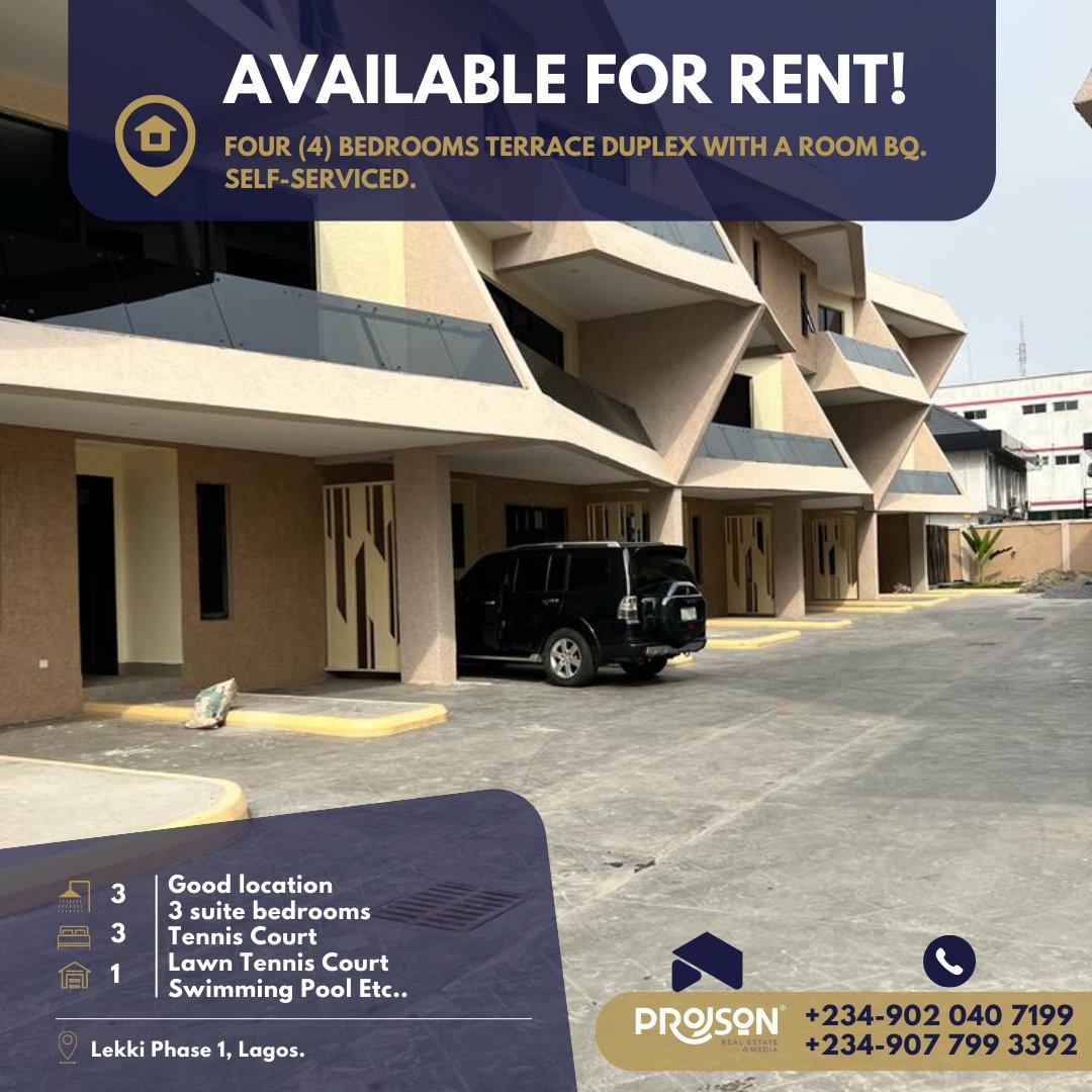 Available for rent Lovely Piece of Four (4) Bedrooms Terrace Duplex With A Room BQ. #rental #shortlet #booking #jv #commercial #residential #lands #shopspace #office #homes #interior #buyer #seller #investors #investments #landlord #developers #deals #for #realestatemarkeing
