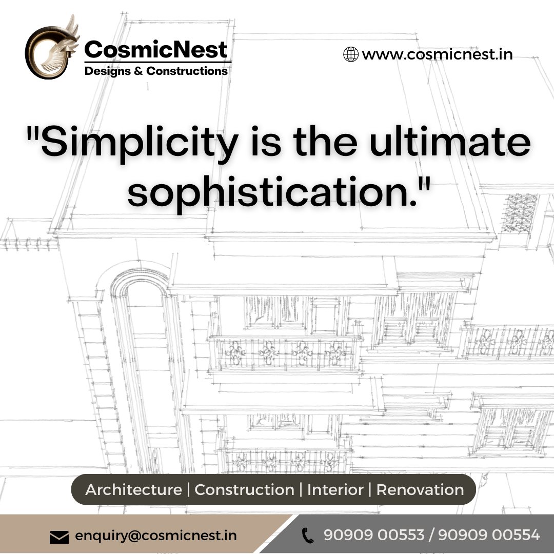 Simplicity is the ultimate sophistication. For details contact +91 9090900553

#cosmicnest #architecture #interiordesign #construction #contractors #interiordesigners #architecturelover #newconstruction #interiordesigns #architecturedaily #bengaluru