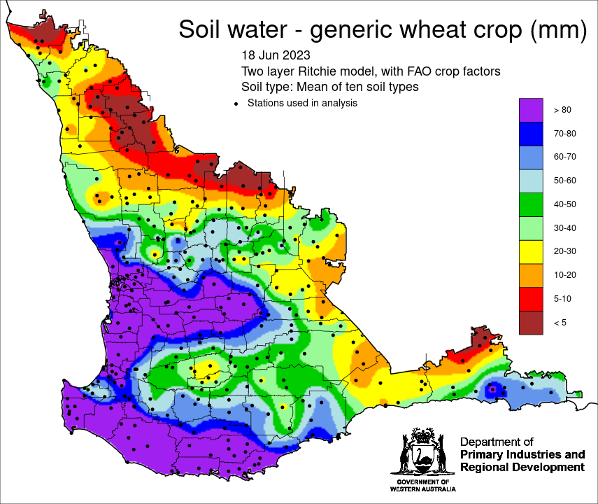 <a href="/DPIRDbroadacre/">DPIRD Broadacre - WA Grains & Livestock</a> rainfall decile maps - Year to date, growing season to date and month to date (June has been wet). Also latest plant available soil water map with FAO crop factors. <a href="/Iain78225333/">Iain Mackie</a> #climate