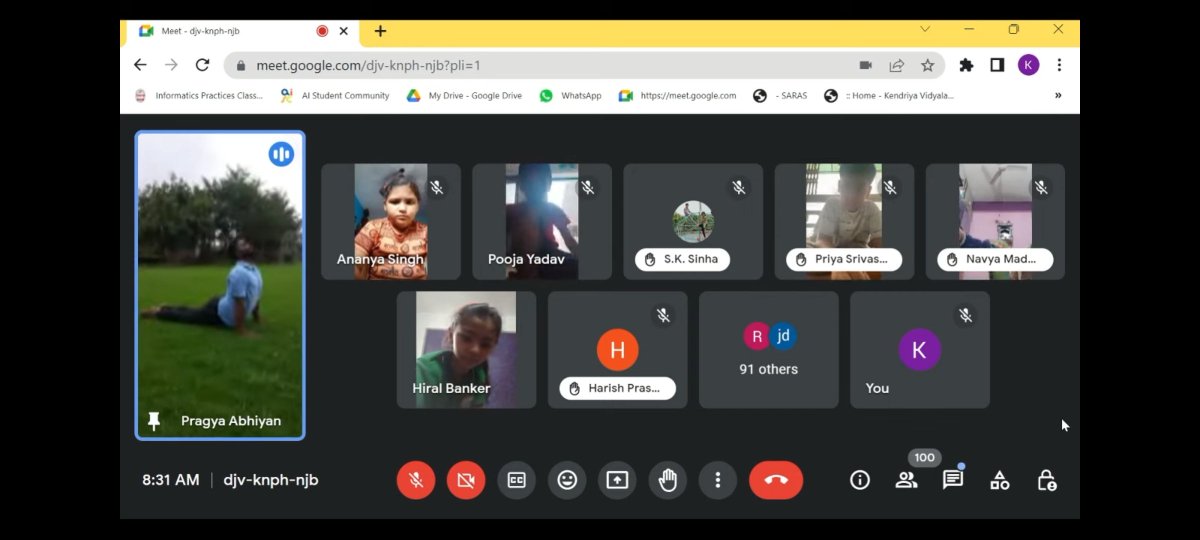 kc_kvian's tweet photo. A session on Suryanamaskar with mantras was organized through Google Meet by Kendriya Vidyalaya Sabarmati, which was streamed live through https://t.co/FQXMCsxxGg
#YogaDay2023 
#IYD2023  
#KVS 
#KVians 
#YogaForVasudhaivKutumbkam 
#G20India 
#वसुधैव_कुटुम्बकम् 
@EduMinOfIndia https://t.co/6G5z7GZXQ5