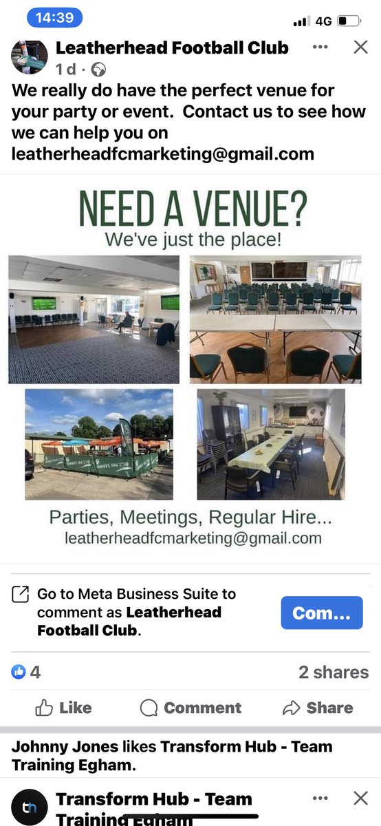 LeatherheadFC's tweet photo. We really do have the perfect venue for your party or event. Contact us to see how we can help you on leatherheadfcmarketing@gmail.com or 01372 360151 @livingkt22 #leatherhead #epsom #oxshott #ashstead #bookham #fetcham @ClubTanners https://t.co/gOOyWKHMDp