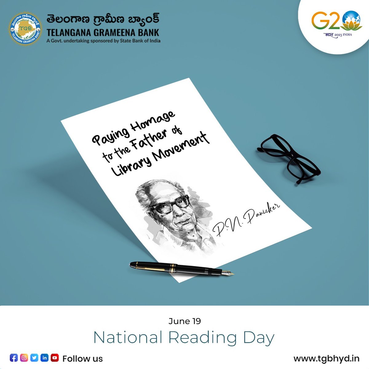 OfficialTGBHYD's tweet photo. National Reading Day - Honouring the Keralite teacher, P.N. Panicker.
#nationalreadingday #literacy #knowledgeisdivine #TGBCares #TGBTalks https://t.co/XtOfZLm5Ez