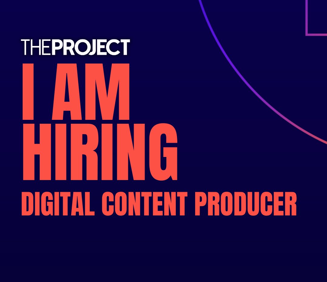 I am hiring! 

Fancy working alongside me (quite literally in the seat next to me) and working on <a href="/theprojecttv/">The Project</a>?

It’s a great gig with a great team and the lunch options are divine. 

Find out more here:  linkedin.com/jobs/view/3634…