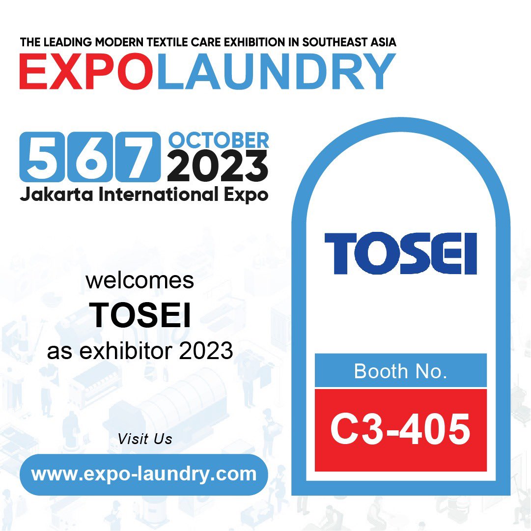 expolaundryind's tweet photo. EXPO LAUNDRY welcomes TOSEI as exhibitor 2023.

Come visit TOSEI Booth C3-405 at EXPO LAUNDRY 2023!

See you at Jakarta International Expo 5-7 October 2023.👋🏼 https://t.co/oo18s66E1k