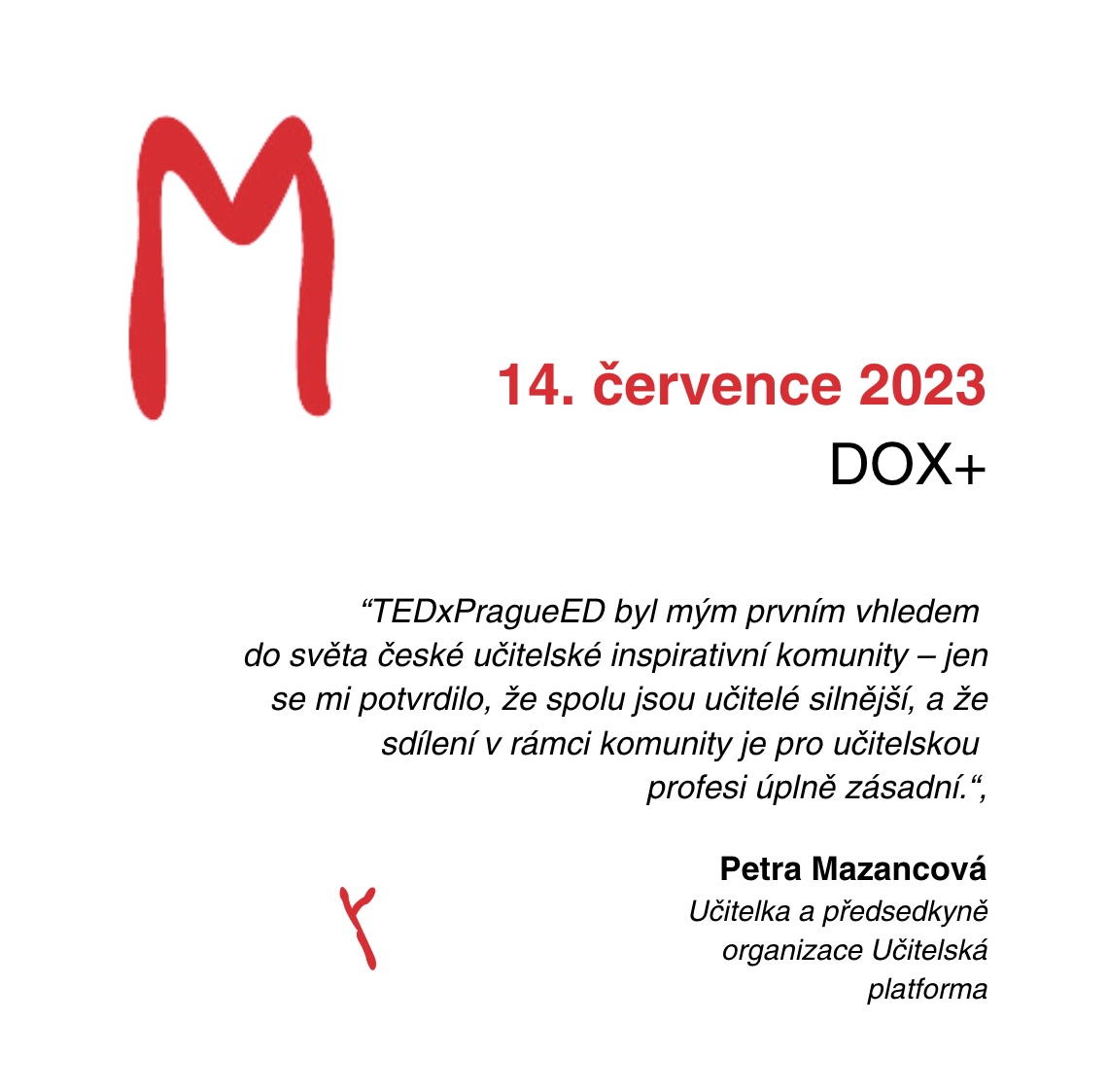 TEDxPrague's tweet photo. 🌈 Měření dopadu #TEDxPragueED je těžké, ale jsme vděční za každý příběh, který dokazuje, že to, co děláme, má smysl. Jeden z nich je o inspirativní učitelce Petro Mazancové, která stála u zrodu Učitelské platformy. #učiteléinspirují https://t.co/U8Tzu3NVbZ
