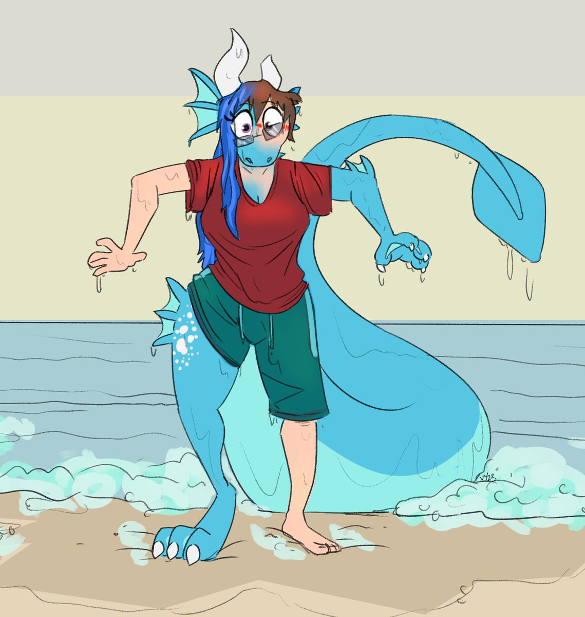 Art by @Vanillayote 
Just suddenly turning into a sea demoness again