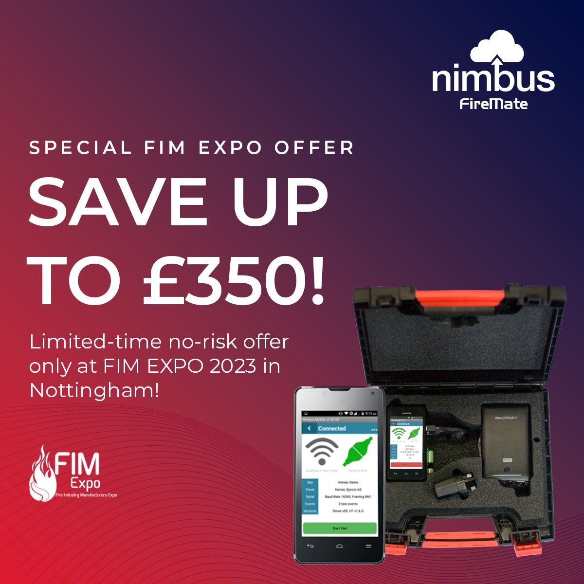 𝗗𝗼𝗻'𝘁 𝗺𝗶𝘀𝘀 𝗼𝘂𝘁 𝗼𝗻 𝗼𝘂𝗿 𝘀𝗽𝗲𝗰𝗶𝗮𝗹 𝗙𝗜𝗠 𝗼𝗳𝗳𝗲𝗿!
Come to the #FIMexpo tomorrow and see how our multi-brand, remote fire alarm management solution Nimbus can help you lift your fire protection business to the next level.
Free ticket: hubs.li/Q01TVgxp0